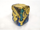Compression sculpture presse-papier Jean-Claude Novaro verre feuilles d'or