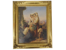 Oil on canvas, after Auguste Delacroix, Prayer, Italian Madonna, Virgin, 19th century