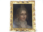 HST portrait noble dame Cour Fontange cadre torsadé doré Louis XIV XVIIème