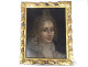 HST portrait of a noble lady, Court Fontange, gilt twisted frame, Louis XIV, 17th century