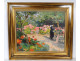 HSC painting Henry Vollet Breton woman knitting hydrangea flowers Brittany 20th century