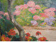 HSC painting Henry Vollet Breton woman knitting hydrangea flowers Brittany 20th century
