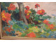 HSC painting Henry Vollet Breton woman knitting hydrangea flowers Brittany 20th century