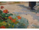 HSC painting Henry Vollet Breton woman knitting hydrangea flowers Brittany 20th century