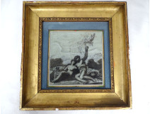 Pastel and ink drawing of a mythological scene, Bacchanalia, S. Vouay collection, 19th century