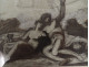 Pastel and ink drawing of a mythological scene, Bacchanalia, S. Vouay collection, 19th century
