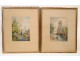 Pair of Watercolours, with laundry and fishing scenes, by Emile Laborne, nineteenth