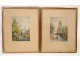 Pair of Watercolours, with laundry and fishing scenes, by Emile Laborne, nineteenth