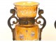 Pair of enamelled glass vases and bronze mount, Napoleon III nineteenth