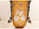 Pair of enamelled glass vases and bronze mount, Napoleon III nineteenth