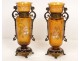 Pair of enamelled glass vases and bronze mount, Napoleon III nineteenth