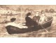 Engraving Characters Barque Golden Wood Carved Frame 19th