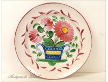 Faience plate Flowers The 18th Islettes Cart