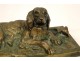 Golden Bronze Sculpture Hunting Dog Spaniel 19th
