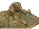 Golden Bronze Sculpture Hunting Dog Spaniel 19th