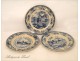 3 Plates Porcelain Montereau Lebeuf 19th Characters