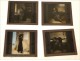 4 Plates Glasses Scenes Comedy Magic Lantern Pastors 19th