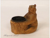 Empty-pocket Black Forest Bear Carved Wood 19th