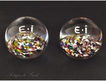 Clichy Sulphide pair Millefiory EI 20th