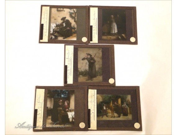 12 Plaques De Verre Pour Lanterne Magique – Scènes Enfantines Et Amusantes – France