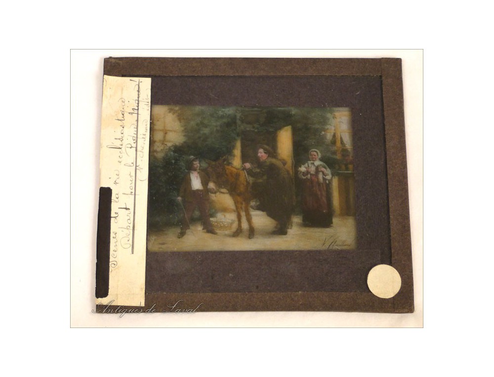 Lot N°3 De 5 Plaques De Verre Pour Lanterne Magique - France - Vers 1900