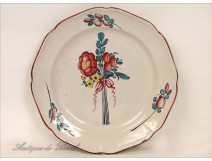 Faience Plate St. Clement Bouquet Flowers 18th