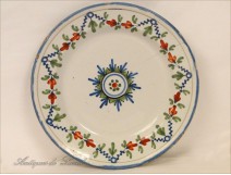 Earthenware plate Epinal Frise Plant Flowers 19th