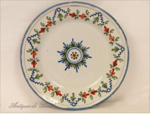 Earthenware plate Epinal Frise Plant Flowers 19th