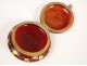 Enamelled glass box Brass Art Nouveau 19th Golden Flowers