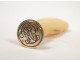 Gold Metal Stamp Seal Carved Pearl Coat Art Nouveau 19th