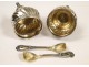 Pair of Salt Spoons Sterling Silver Salerons Minerva NAPIII 19th