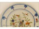 Earthenware plate central France Flowers Bird 19th