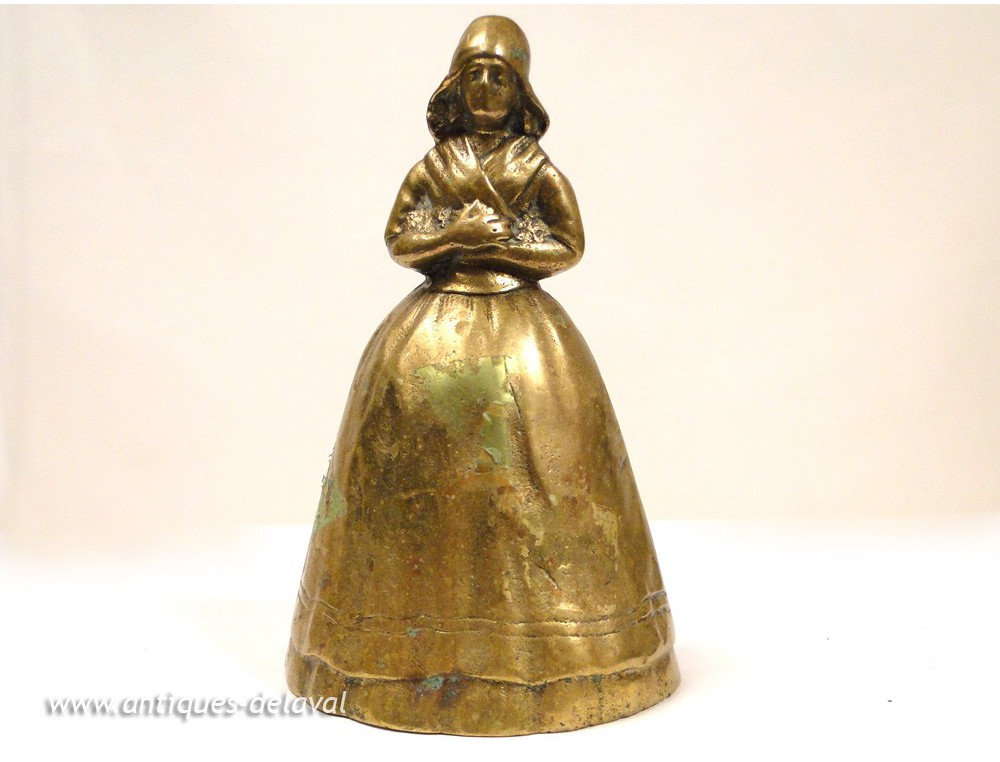 Table bell bell Bronze Golden Flowers Female 19th