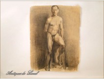 Sketch Study Drawing Nude Man 20th Colarossi