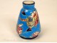 Earthenware Enamel Vase of Flowers 20th longwy France