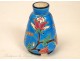 Earthenware Enamel Vase of Flowers 20th longwy France