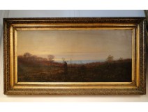 Large oil on canvas by Louis Lande Breton Noel, 19th century