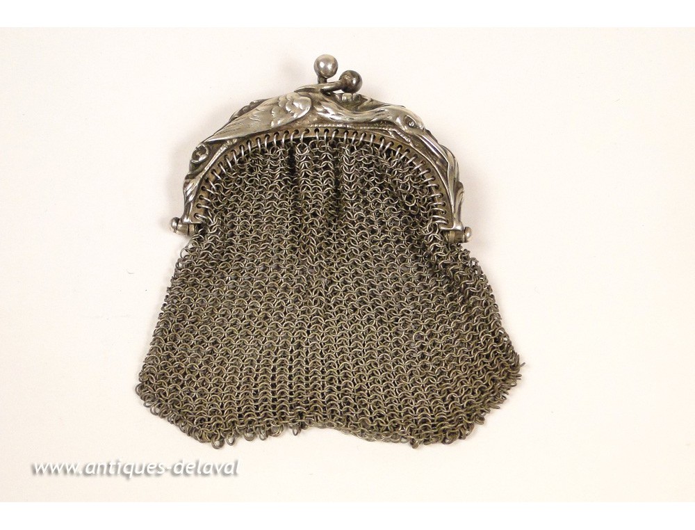 BOURSE AUMÔNIÈRE ANCIEN Porte Monnaie A Maille En Argent Massif ART NOUVEAU EUR 35,50 - FR