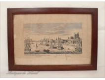 Engraving Old Bridge London Thames 19th