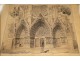 Reims Cathedral Porch engraving 20th Clauzier Sculptures