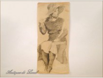 Study Sketch Drawing Woman Hat Colarossi 20th