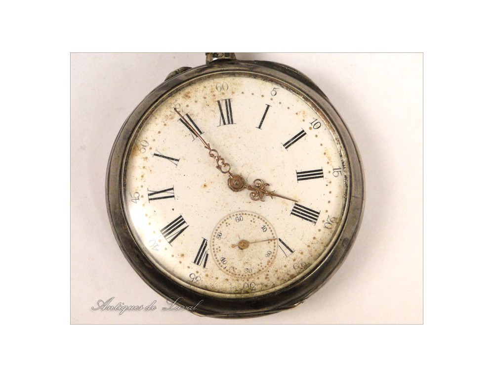 Horloge De Table Ancienne – Boîtier Argent Massif – Remontage Manuel – Ancre