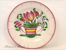 Luneville Faience plate Flowers K &amp; G 19th