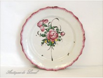 Faience plate Flowers Bouquet Islettes The 19th