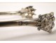 Sugar Tongs Sterling Silver Lion Paw Flowers Minerva NAPIII 19th