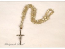 Rosary and Mother of Pearl Silver Plated Rosary Cross 19th