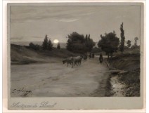 HSP &quot;Herd of cows in the moonlight&quot; by Ernest Victor Hareux nineteenth
