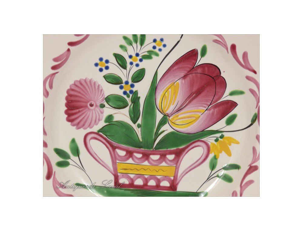 Lot De 3 Assiettes Anciennes En Faïence De Lunéville K&G - Motif Fleurs - 19ème Siècle