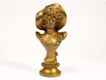 Seal gilt bronze bust of a young woman from La Belle Epoque nineteenth