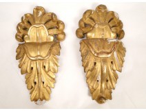 Pair of decoration, carved and gilded nineteenth
